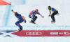 WANG ZHAO -  GETTY IMAGES
Mick Dierdorff, Glenn Blois De and Merlin Surget compete in a snowboard test event on the Beijing Olympics course. The Winter Olympics are less than a month away.