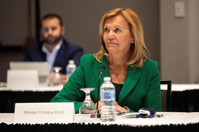 Ontario Health Minister Christine Elliott attends the Ontario-Quebec Summit, in Toronto, on Wednesday, September 9, 2020. THE CANADIAN PRESS/Chris Young