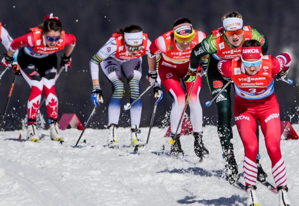 Sergei Bobylev - Getty Images file photo
Canadian cross-country skier Katherine Stewart-Jones — left, trailing at the 2019 worlds — hopes for a top-10 Olympic finish in a sport where progress can take years.