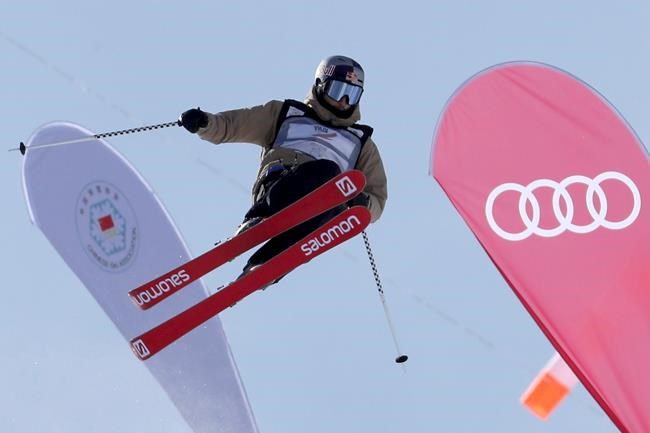 Gold medalist Canada's Noah Bowman performs during the Men's Freeski Halfpipe event at the FIS Freeski World Cup in Chongli county near Zhangjiakou in northern China's Hebei province Saturday, Dec. 21, 2019. (AP Photo/Ng Han Guan)