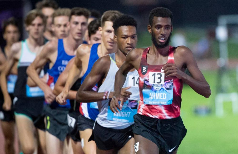 Paul Chiasson - THE CANADIAN PRESS FILE PHOTO
Mohammed Ahmed leads the pack ahead of Justyn Knight at the Canadian championships in Montreal in 2019.