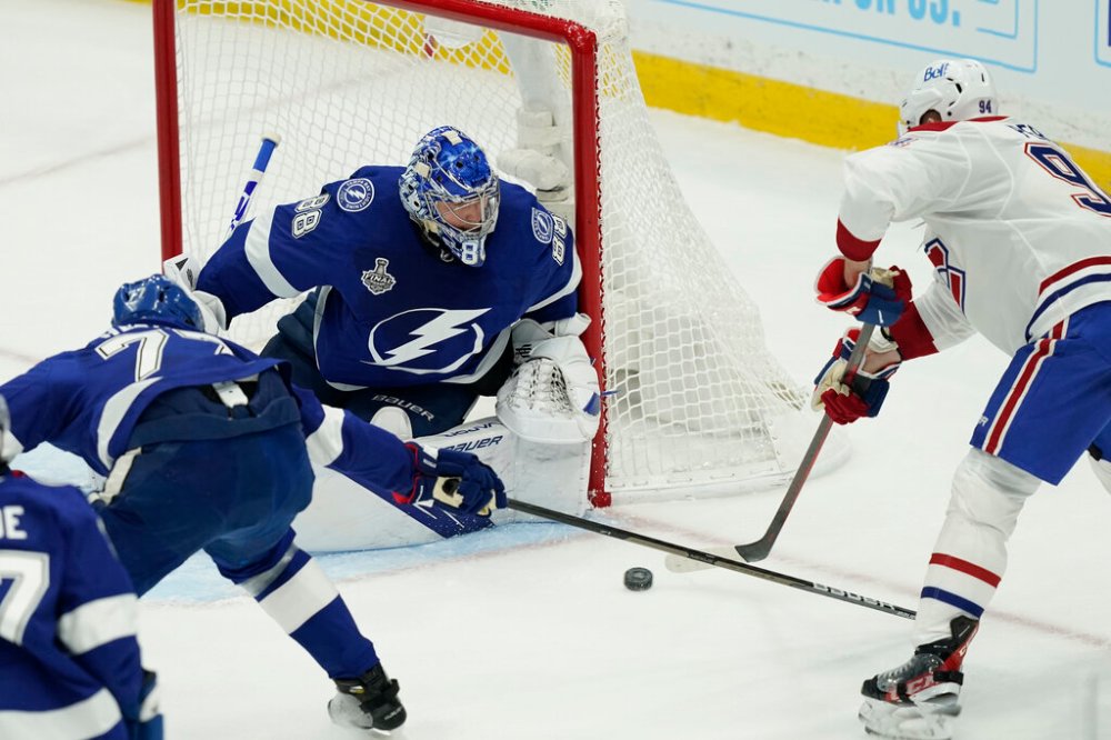 CP
The Montreal Canadiens were only able to score once on Tampa Bay goalie Andrei Vasilevskiy on Monday. (Gerry Broome / The Associated Press)