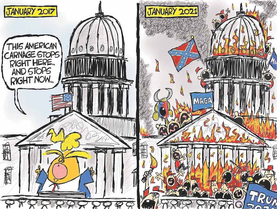 On Jan. 6, a mob of supporters of U.S. President Donald Trump stormed the Capitol Building in Washington, D.C., disrupting the certification of president-elect Joe Biden's electoral win. (Clay Jones)