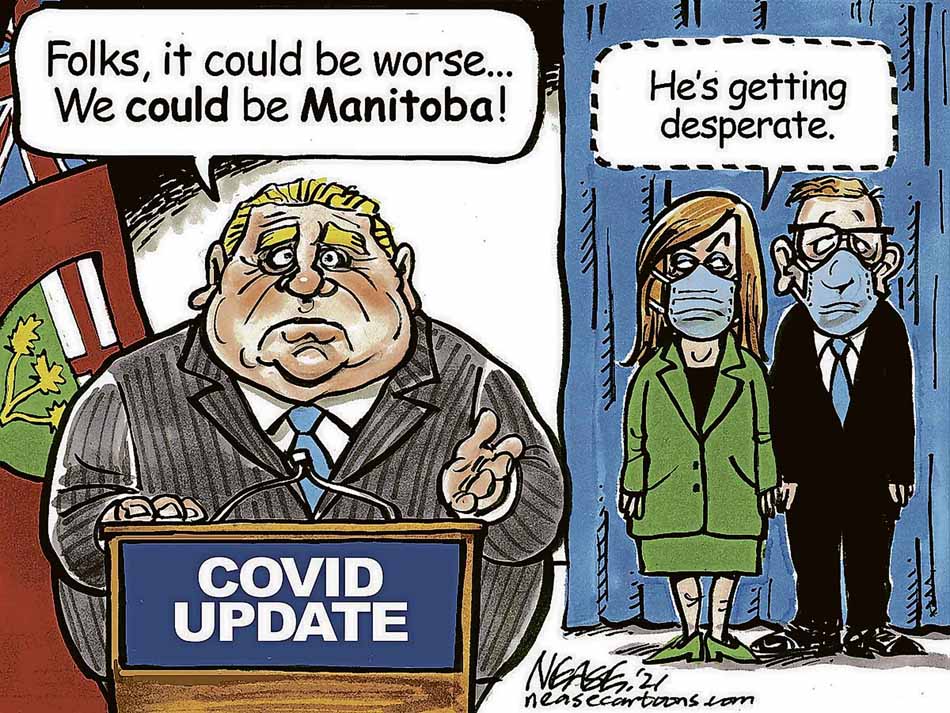 Ontario Premier Doug Ford faces increasing criticism, while Manitoba sees a severe new wave of COVID-19 infections. (Steve Nease)
