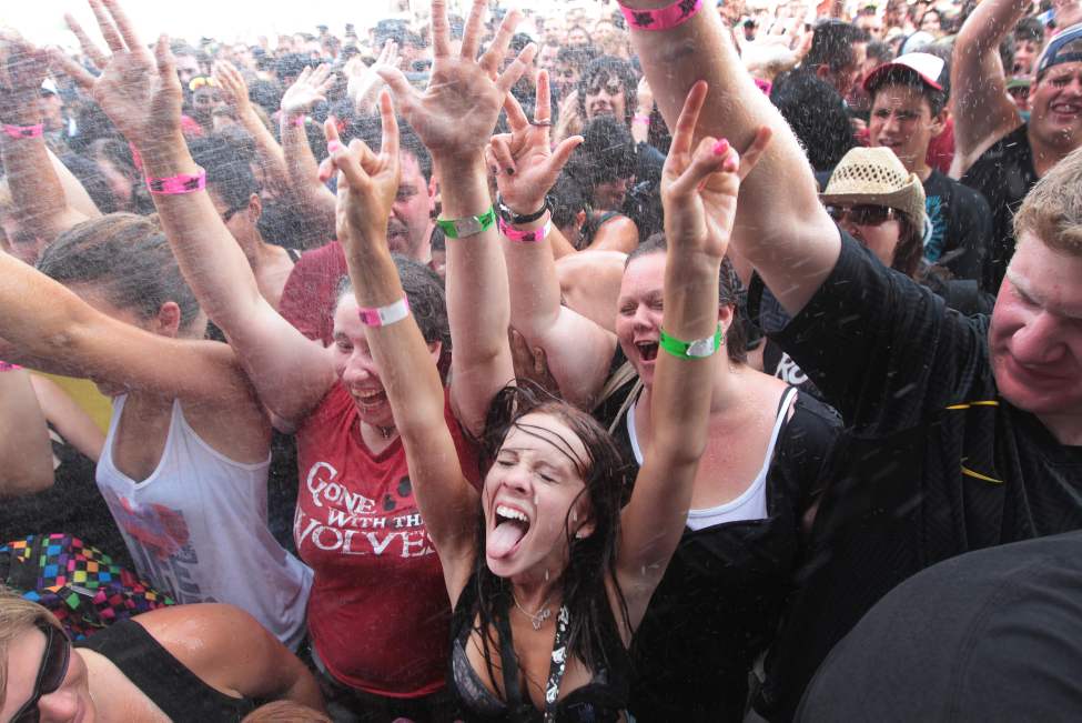 JOE BRYKSA/WINNIPEG FREE PRESS
Fans go nuts listening to Buckcherry while getting sprayed with water at Rock on the Range at Canad Inns Stadium. August 07, 2010