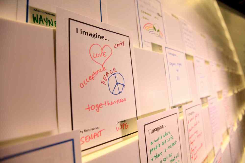 Ruth Bonneville / Winnipeg Free Press
Installation #10 - Inspiring Change. Museum goers will be asked to leave their comments of hope on 'I Imagine' cards and place them along a wall in the final installation.