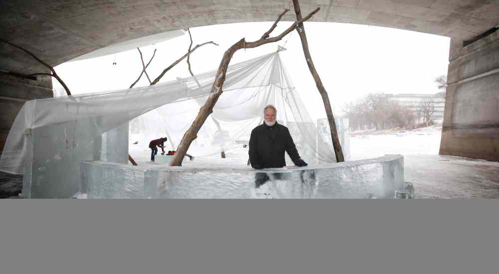 MIKE DEAL / WINNIPEG FREE PRESS FILES Local filmmaker Guy Maddin at the warming hut he designed.