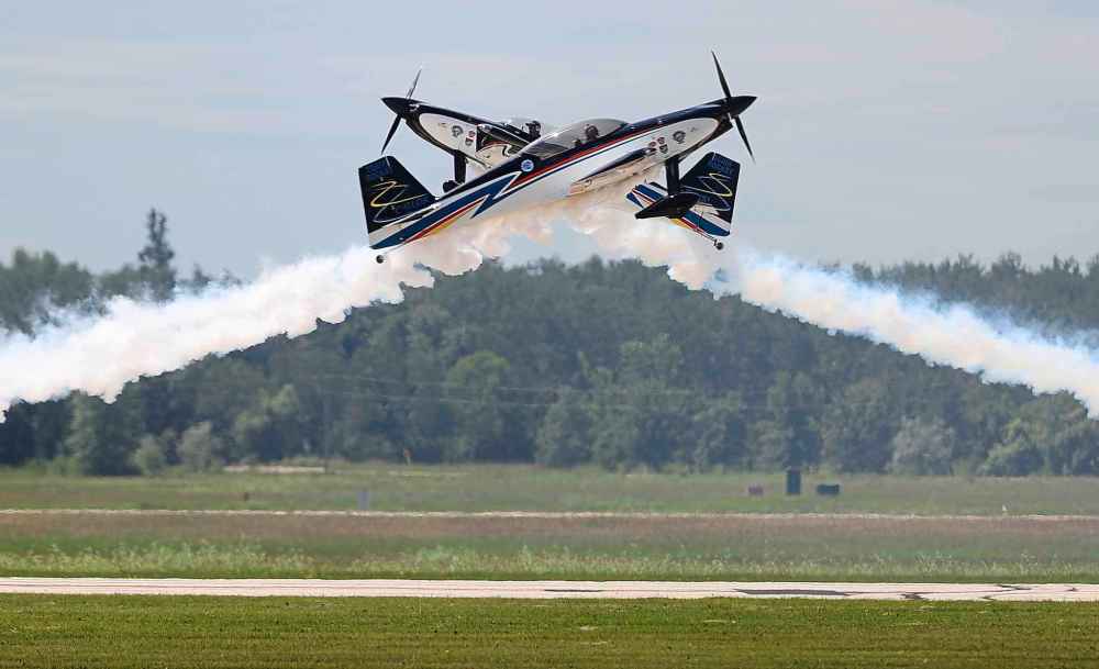 Eric Hanson and Ken Fowler make up Team Rocket, during the Manitoba Airshow at Southport near Portage la Prairie, Sunday, July 8, 2018.