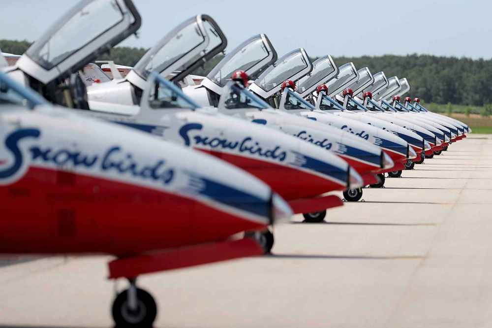 The Snowbirds sitting on the tarmac.