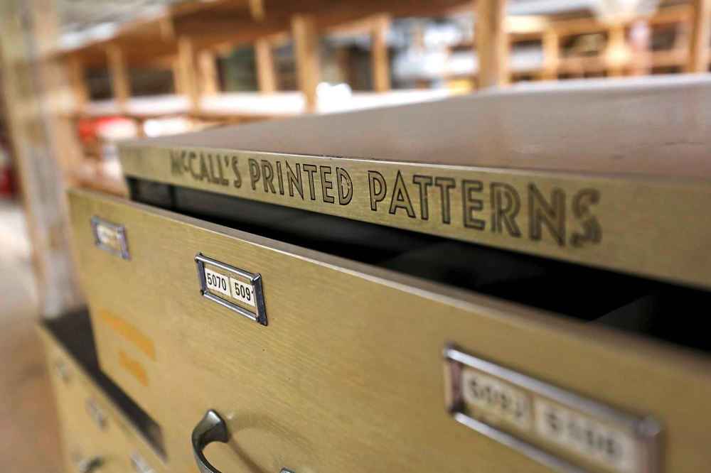 Ruth Bonneville
Heavy metal filing cabinets that used to hold McCalls patterns, now empty.