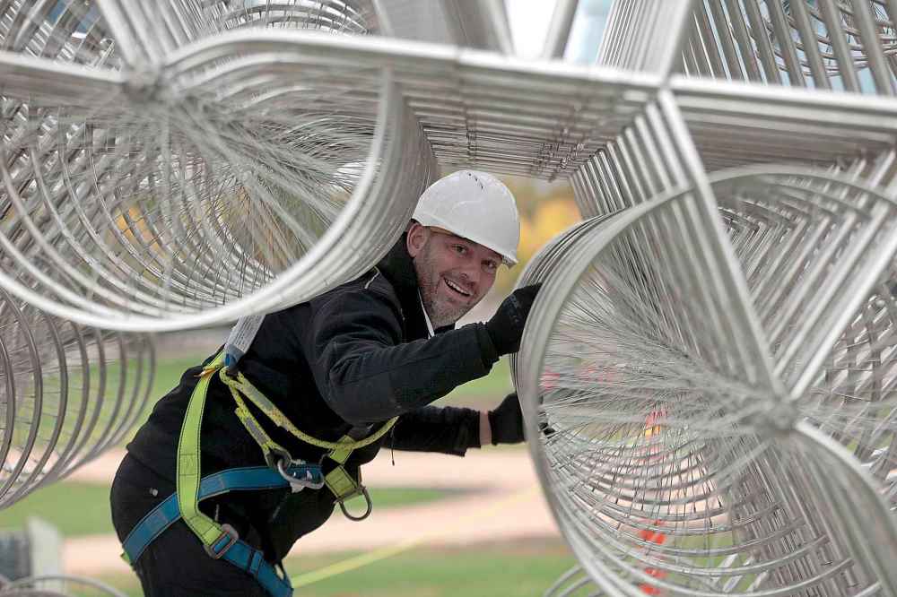 PHIL HOSSACK / WINNIPEG FREE PRESS
Forever Bicycles overseer Dan Page inside the installation.