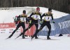 FILE - Jasper Good (2), Jared Schumate (3) and Taylor Fletcher (4) compete during the cross-country stage of the Nordic combined 10 kilometers at the U.S. Olympic team trials at the Mount Van Hoevenberg Olympic Sports Complex on Friday, Dec. 24, 2021, in Lake Placid, N.Y. Nordic combined, which uniquely tests skiers on jaw-dropping jumps and heart-pounding trails, has been a part of the Winter Olympics since 1924. It is also the only Olympic sport without women. (AP Photo/Hans Pennink, File)