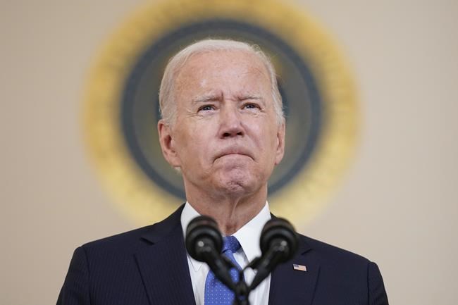 President Joe Biden speaks at the White House in Washington, Friday, June 24, 2022, after the Supreme Court overturned Roe v. Wade. (AP Photo/Andrew Harnik)