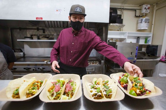 The Beer Cantina is a Mexican-inspired food stand offering food made with local ingredients to patrons of the patio. (Mike Deal / Winnipeg Free press)