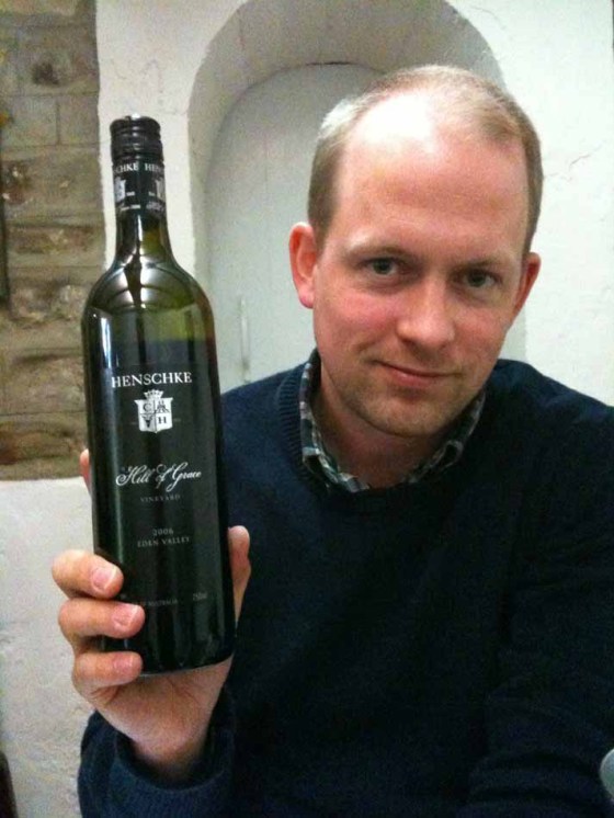 Moments after tasting Henschke’s iconic Hill of Grace at the winery in 2011. The wine is made primarily from Shiraz grapes grown on vines whose average age is over 110 years old. If you think screwcaps are just for cheap wines, take note of the closure here, and that the 2015 vintage of this wine sells for over $1,000 a bottle in Ontario.