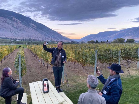 WineAlign judges in the wild, at Crowsnest Vineyards in B.C.’s Similkameen Valley. (Ben Sigurdson / Winnipeg Free Press)