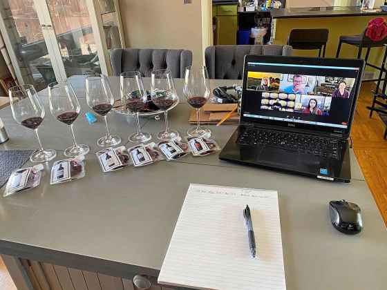 A recent Napa Valley Cabernet Sauvignon virtual tasting featured samples of high-end reds portioned out in plastic pouches for participants. (Ben Sigurdson / Winnipeg Free Press)