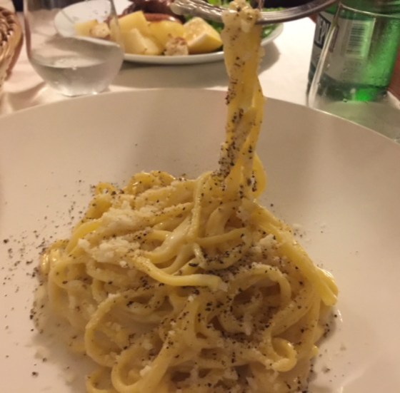 TNSCacio e pepe is a simple pasta dish that translates to “cheese and pepper”; rather than add a sauce, a splash of pasta water is often added to the pan and heated up to melt some of the cheese. (Kathleen Purvis / Charlotte Observer / TNS)