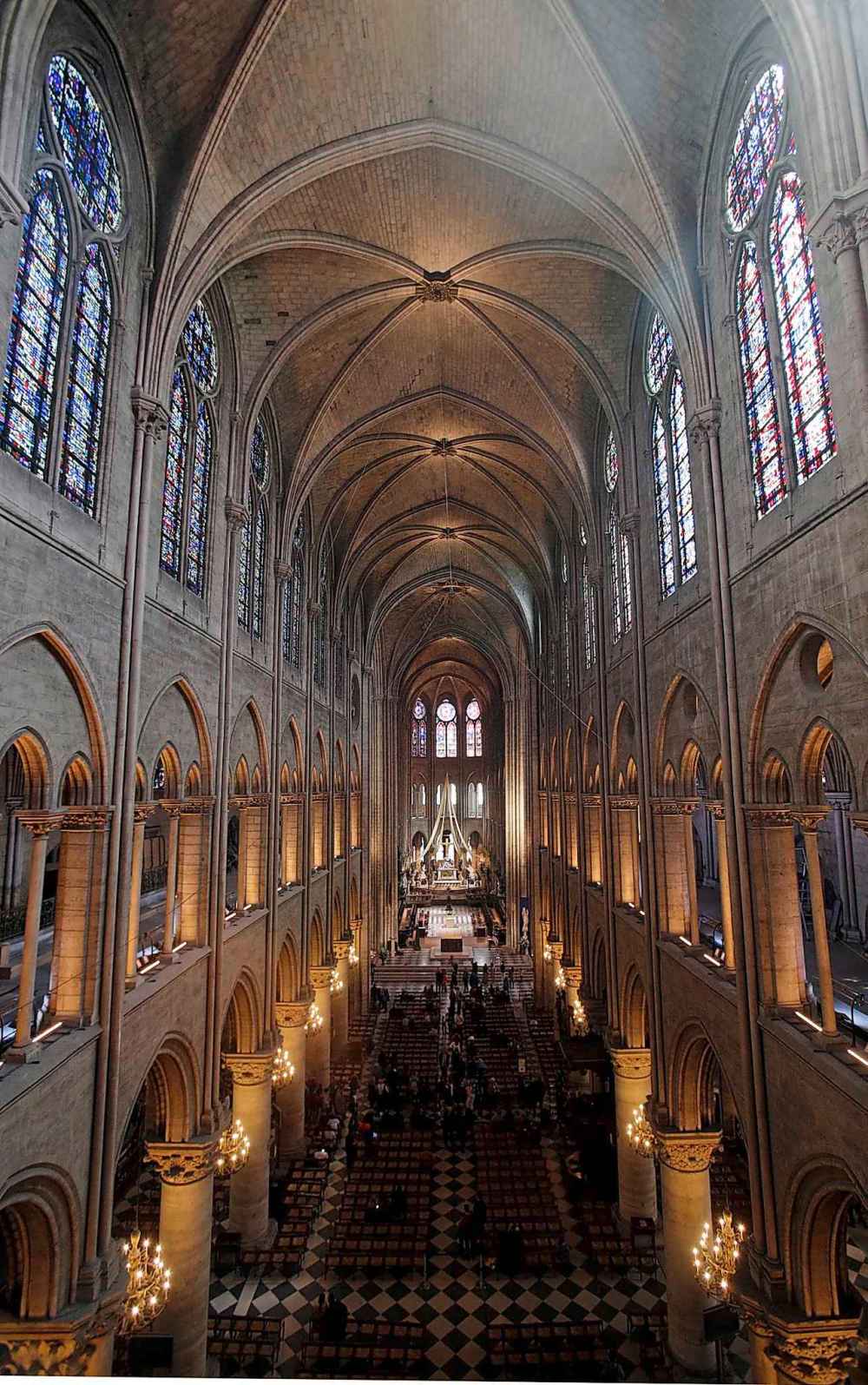 The view from the organ loft at Notre Dame cathedral in 2018, when the organ was refurbished for the cathedral’s 850th anniversary. (Christophe Ena / The Associated Press files)