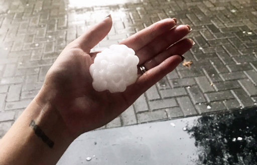 Large hail came down during the storm at Jocelyn and Kevin Mitchell's place at Dauphin Lake. (Jocelyn Mitchell photo / Winnipeg Free Press)