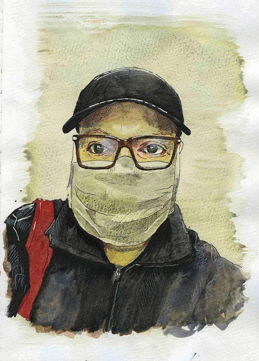 Watercolour portrait of photojournalist/artist Mike Deal