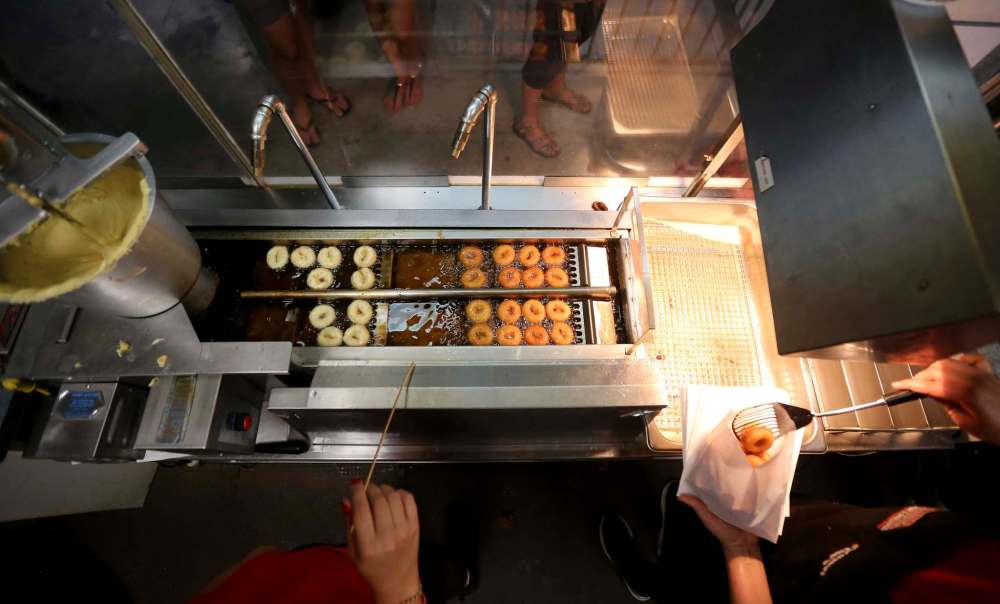 Mini-doughnuts being made at Shaw Park during the Goldeyes game.