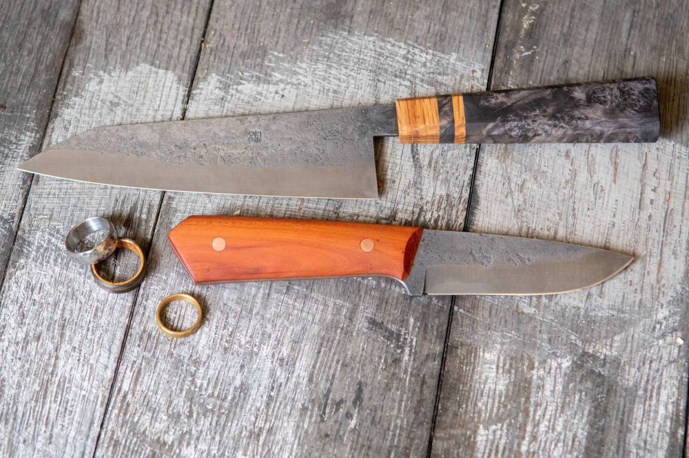 Over 200 people across the globe have bought knives and rings from Marc Liss and Kayla Penelton. (Ethan Cairns / Winnipeg Free Press)