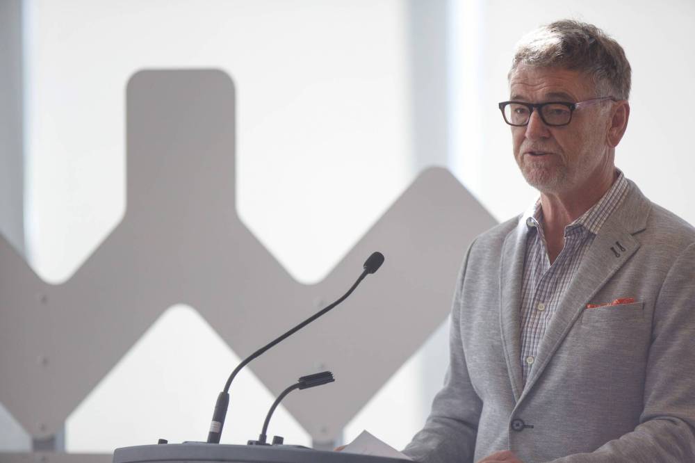 MIKE DEAL / WINNIPEG FREE PRESS
Peter George, McKim.Sherpa’s president and CEO, discusses the branding developed with Economic Development Winnipeg.