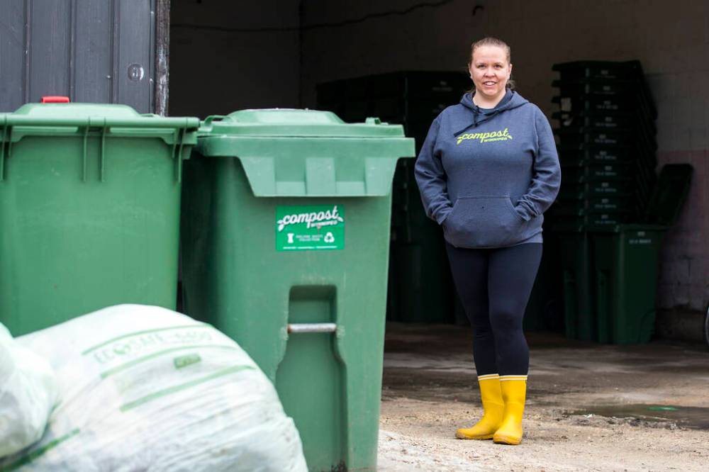 MIKAELA MACKENZIE / WINNIPEG FREE PRESS
At Compost Winnipeg headquarters, sales and customer-service lead Karrie Blackburn says she’s now used to dispelling the common myths about composting.