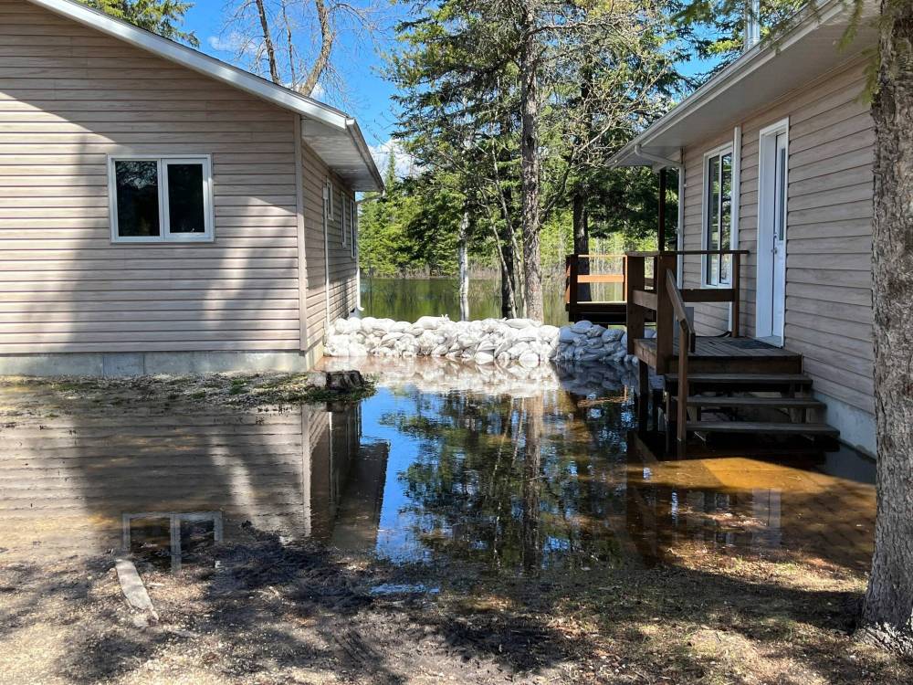 Several buildings flooded at Nutimik Lodge on Nutimik Lake. (Allison Baker-Thiessen photo)