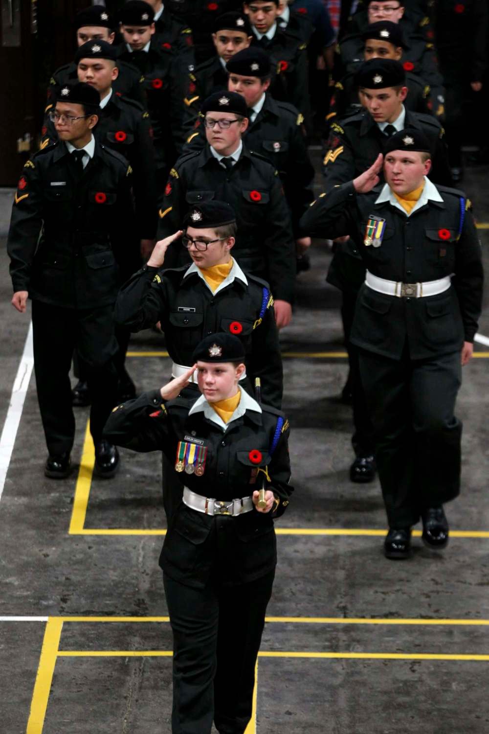 ‘Eyes right’ — Warrant officer Lee-Ann Shaler-Cadotte leads drill.
