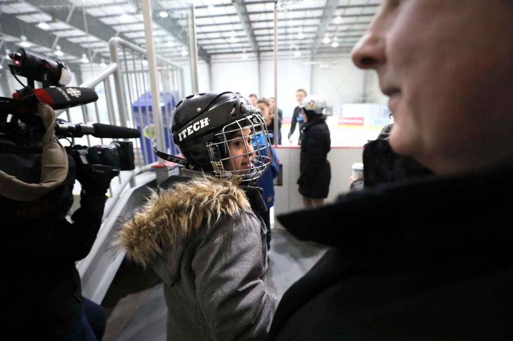 Rebecca Birss gets ready to take to the ice.