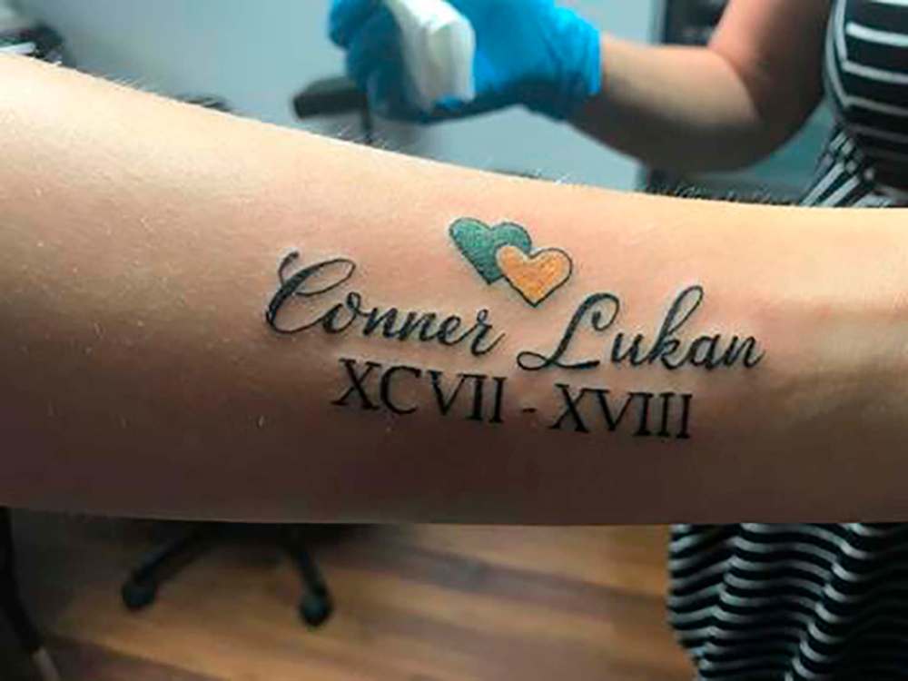 A tattoo in memory of Conner Lukan. (Supplied photo)