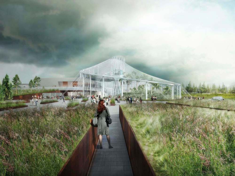 An artist's rendering of The Leaf during the day.