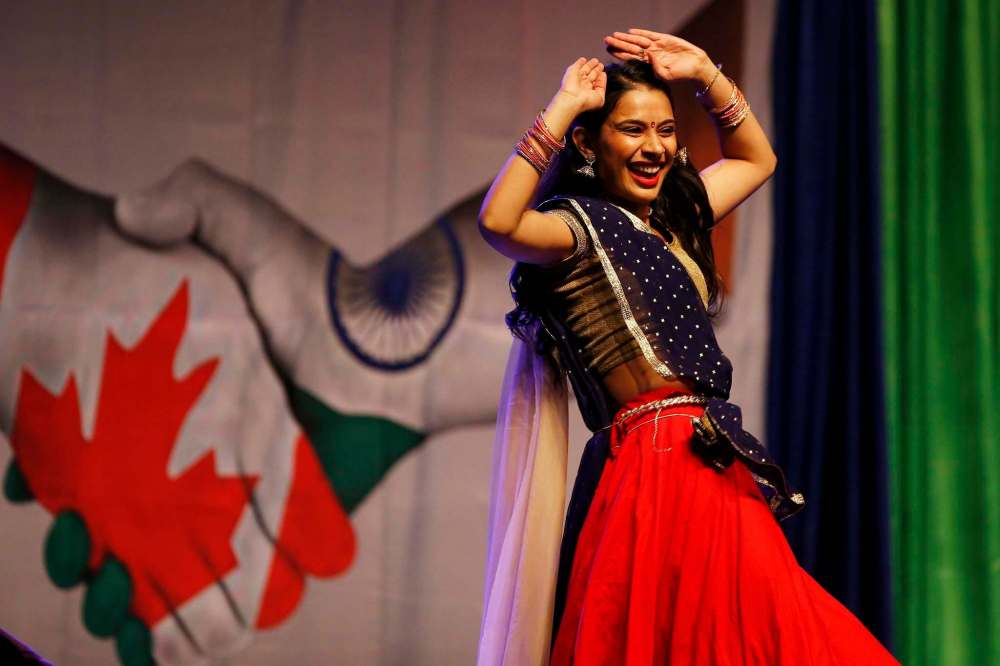 A dancer from the Pooja’s Dance Academy performs at the India pavilion.