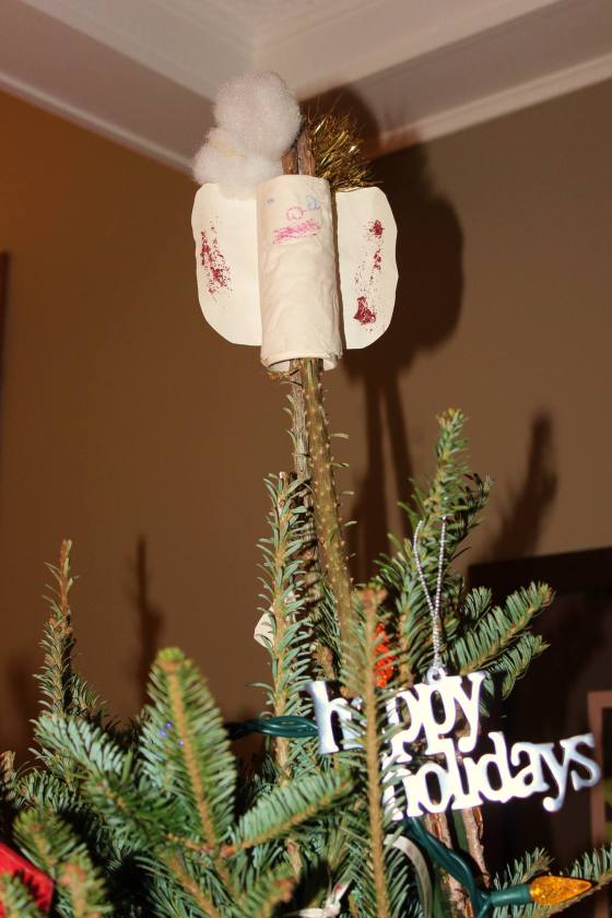 SUPPLIED The toilet-paper roll Ben’s brother Stef made in kindergarten sits atop the tree at their folks’ place. Because tradition.