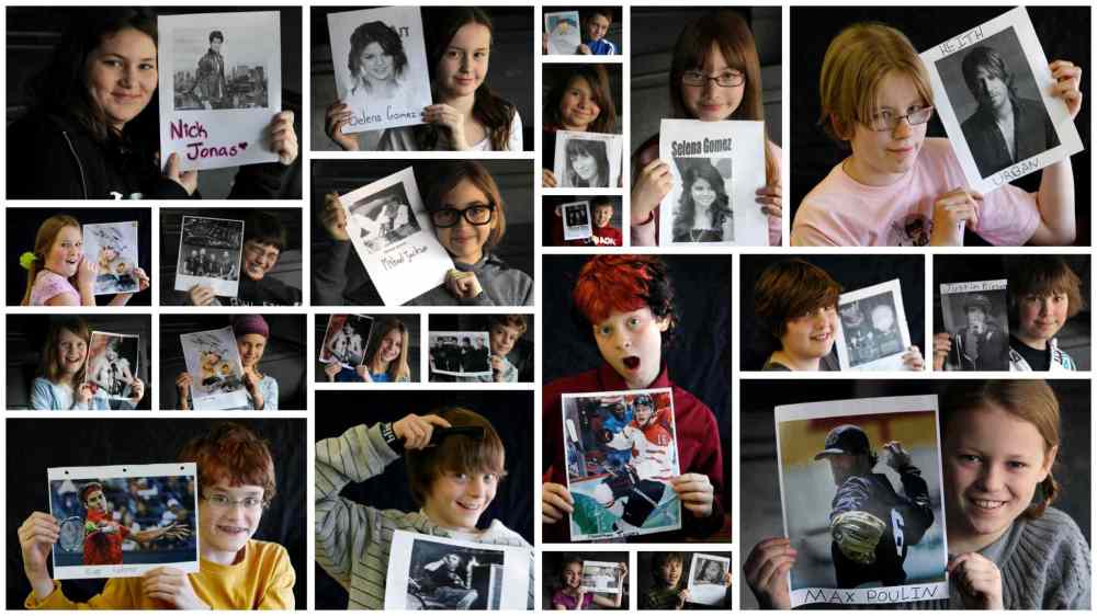 Grade 5: Student portraits with their favourite personalities.
