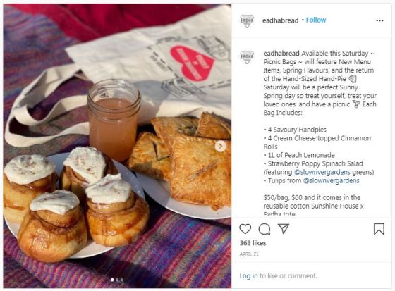 Eadha Bread has added picnic bags to its offerings. (@eadhabread/Instagram)
