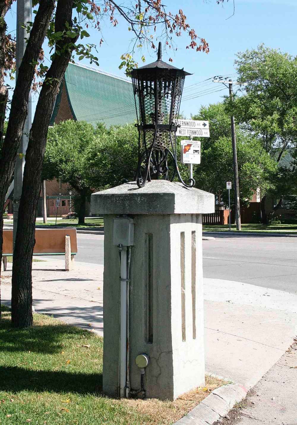 City of Winnipeg
Approved: The modest pillars at St. Mary's Road and West Fernwood -- like the matching West Fernwood pair -- are built in