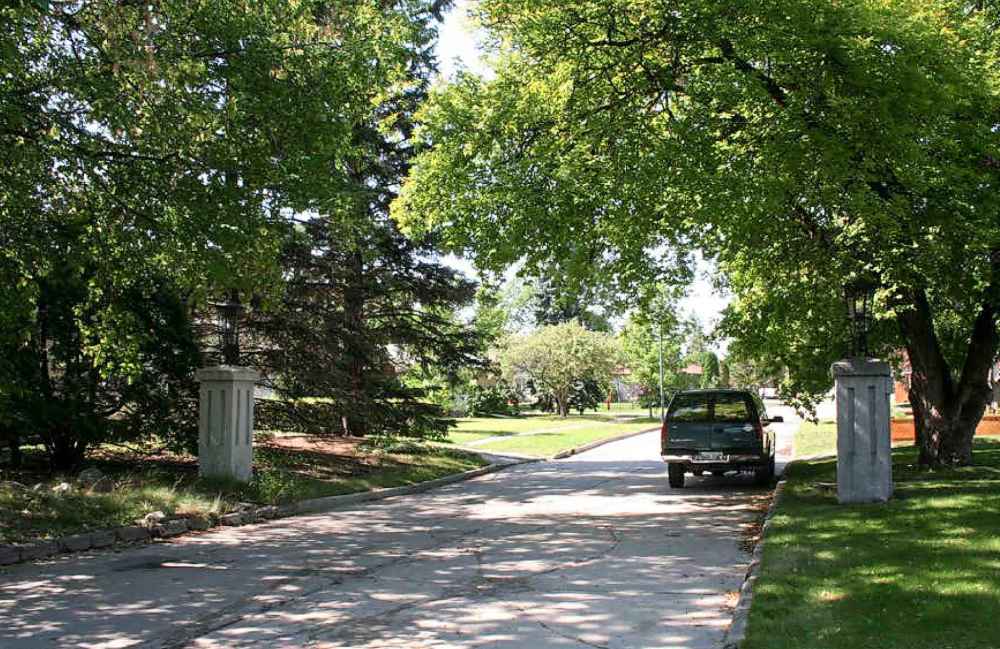 Approved: These two pillars act as gate posts in the middle of the modest subdivision along West Fernwood. They were designed by subdivision developer Frank B. Groff in 1928.
