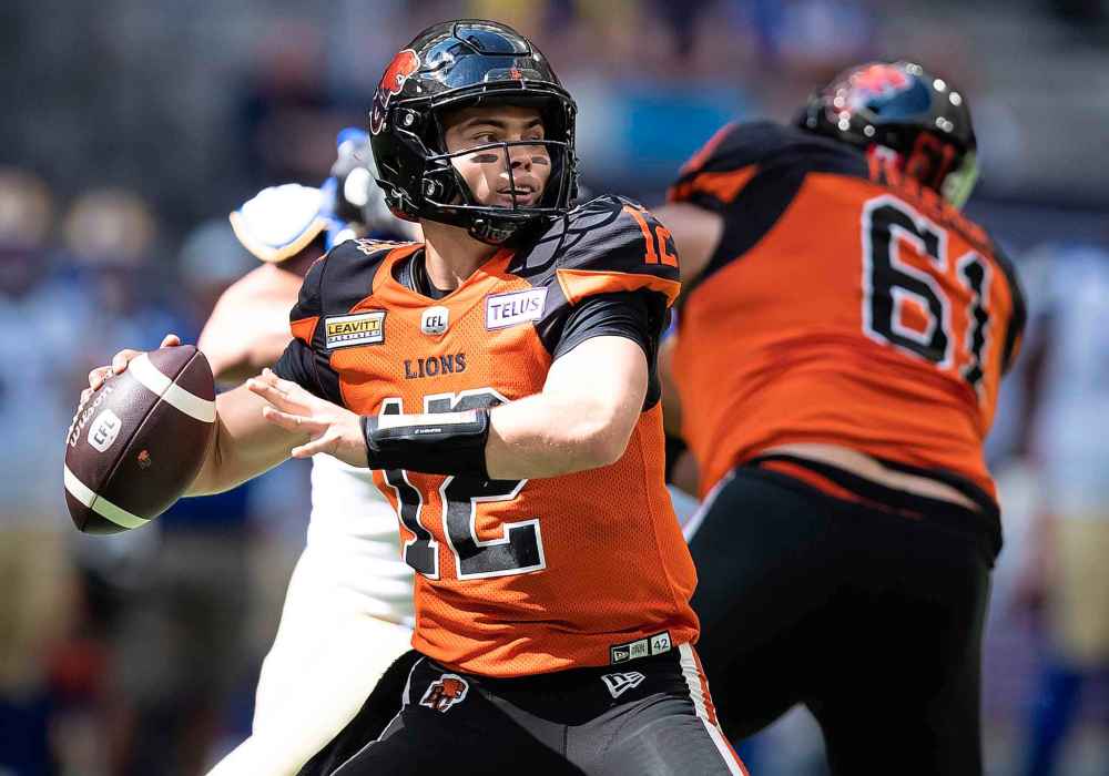 THE CANADIAN PRESS
DARRYL DYCK / THE CANADIAN PRESS
B.C. Lions quarterback Nathan Rourke passes during the first half.
