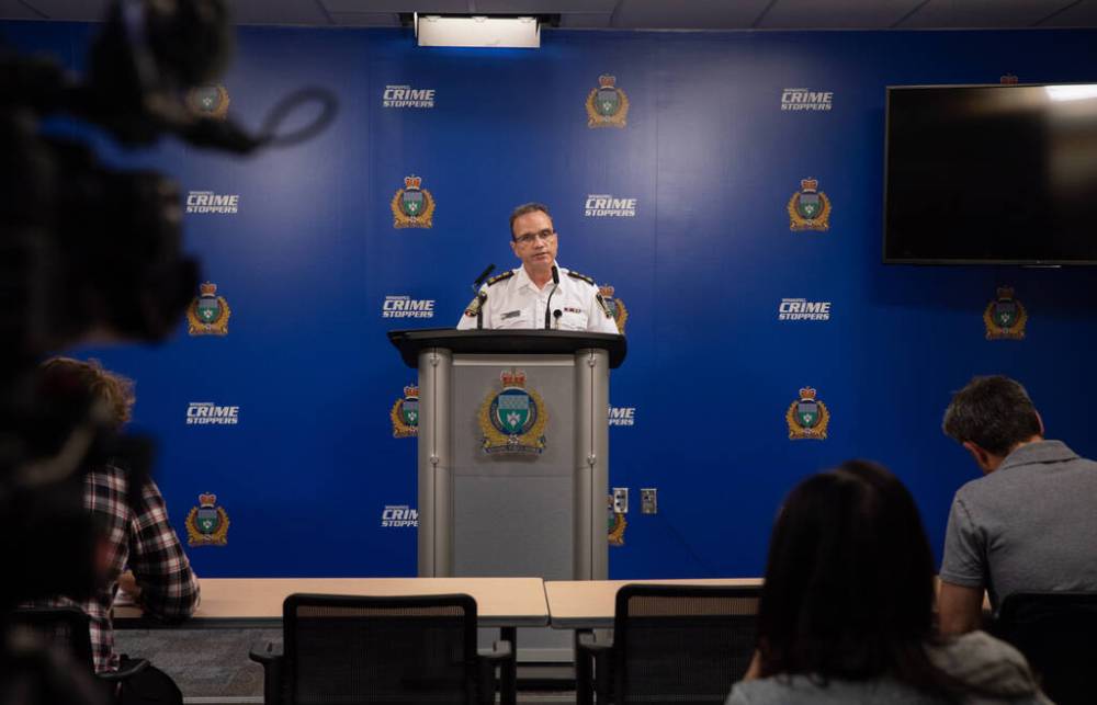 JESSICA LEE / WINNIPEG FREE PRESS
As he attempted to reassure Winnipeggers and visitors, police chief Danny Smyth said he feels safe at The Forks, a place he visits with his family, and in the community.