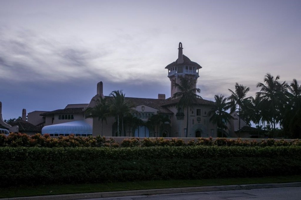 The exterior of Mar-A-Lago in Palm Beach, Fla., is pictured on Monday, August 8, 2022. (Andres Leiva/The Palm Beach Post via AP)