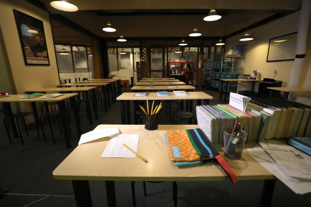 RUTH BONNEVILLE / WINNIPEG FREE PRESS FILES
                                Empty classroom in Winnipeg.