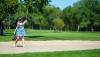 ETHAN CAIRNS / WINNIPEG FREE PRESS
                                Hannah Diamond hits out of a sand trap Thursday during the Canadian women’s mid-amateur championship at Breezy Bend Country Club.