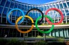 Olympic Rings are pictured in front of The Olympic House, headquarters of the International Olympic Committee (IOC) at the opening of the executive board meeting of the International Olympic Committee (IOC), in Lausanne, Switzerland, Thursday, September 8, 2022. (Laurent Gillieron/Pool via AP)