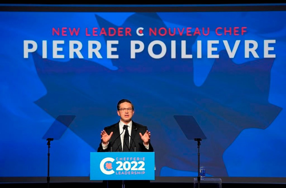 Newly elected Conservative Leader Pierre Poilievre speaks at the Conservative Party of Canada leadership vote, in Ottawa, Saturday, Sept. 10, 2022. THE CANADIAN PRESS/Adrian Wyld