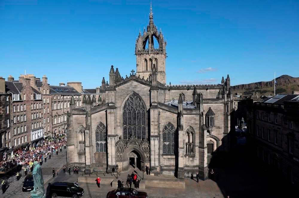 Britain's Princess Anne arrives at St Giles' Cathedral, in Edinburgh, Scotland, Tuesday Sept. 13, 2022. The coffin of Queen Elizabeth II has been carried out of St. Giles’ Cathedral in Edinburgh to begin her final journey through Scotland to a Royal Air Force plane that will carry her back to London. (Russell Cheyne/Pool via AP)