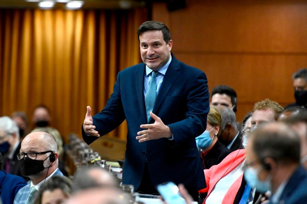 Minister of Public Safety Marco Mendicino rises during Question Period in the House of Commons on Parliament Hill in Ottawa on Thursday, June 23, 2022. Mendicino is pledging to