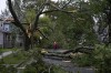 Georgina Scott surveys the damage on her street in Halifax as post tropical storm Fiona continues to batter the Maritimes on Saturday, September 24, 2022. THE CANADIAN PRESS/Darren Calabrese